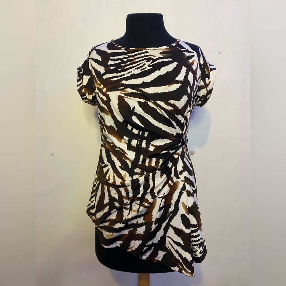 Brown & Black Animal Printed Top | Mandy Evans